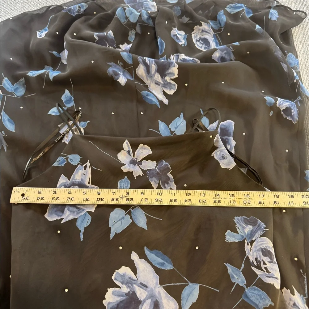 Vtg Y2K Betsy & Adam Black Blue Floral Prom Gown | 14 | Ethereal Fairy - Picture 12 of 12